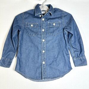 Crewcuts Denim Shirt Youth 6 7 6/7 Blue Chambray Long Sleeve Button Up Kids